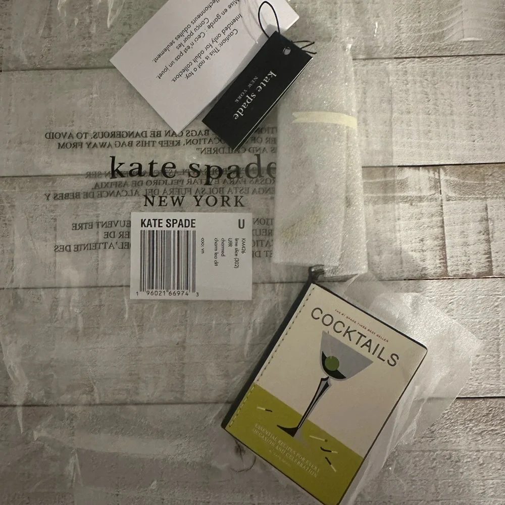 Nwt Kate spade cocktails recipe book bag charm - Picture 6 of 11